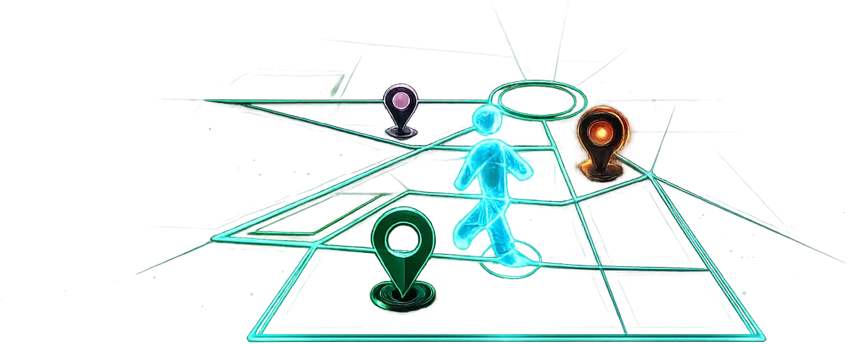 Conceptual visualization of GeoFencing audience targeting around defined locations