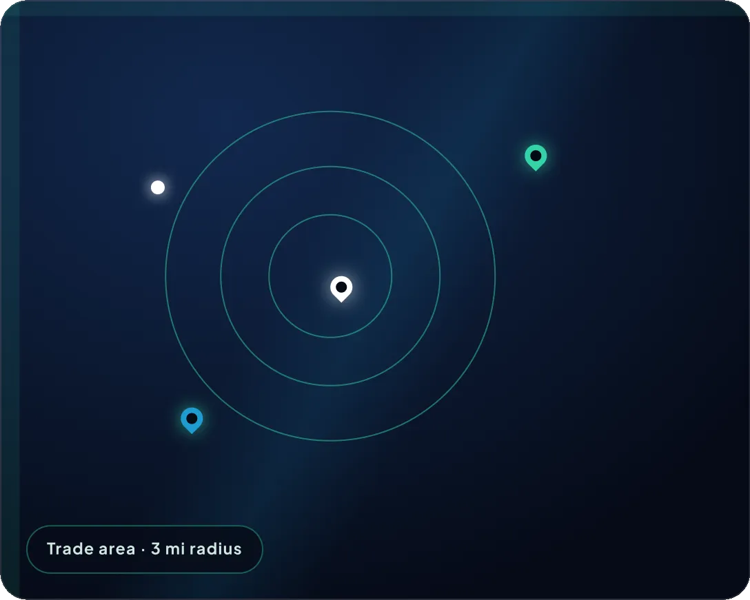 Conceptual visualization of GeoFencing audience targeting around defined locations