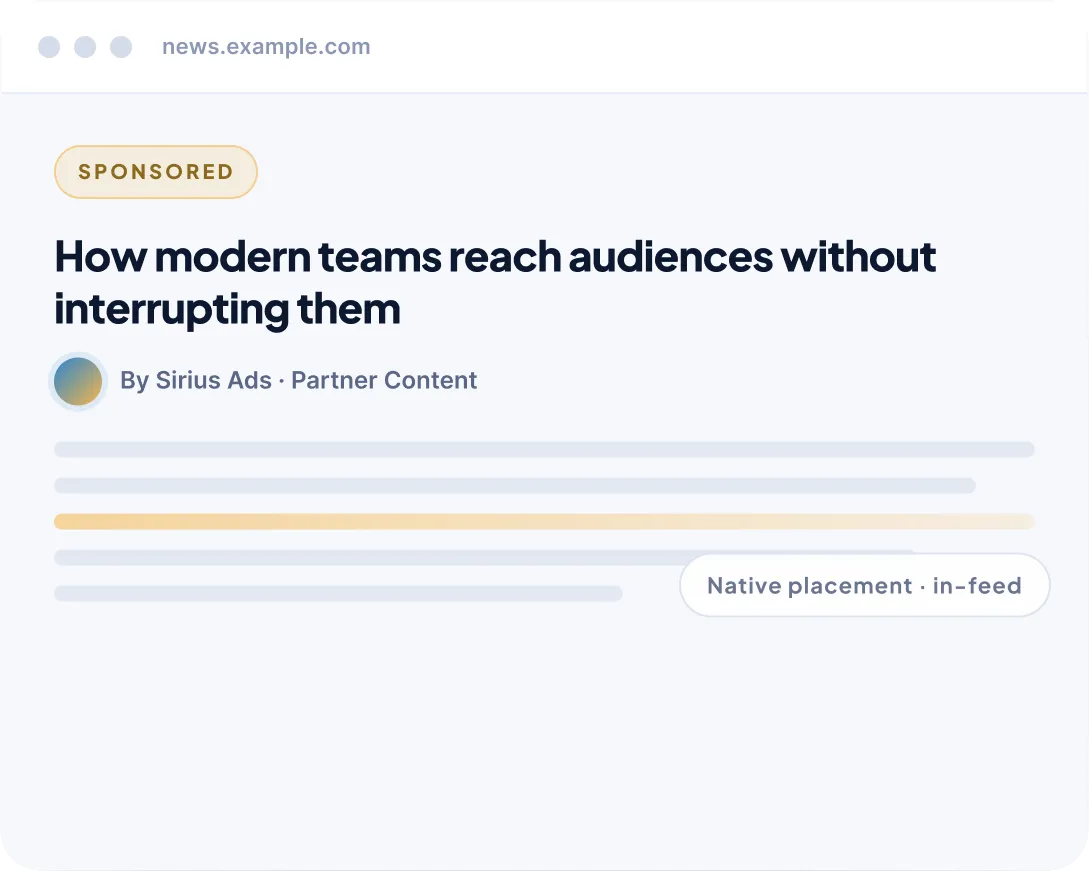 Conceptual visualization of native advertising placements within digital content