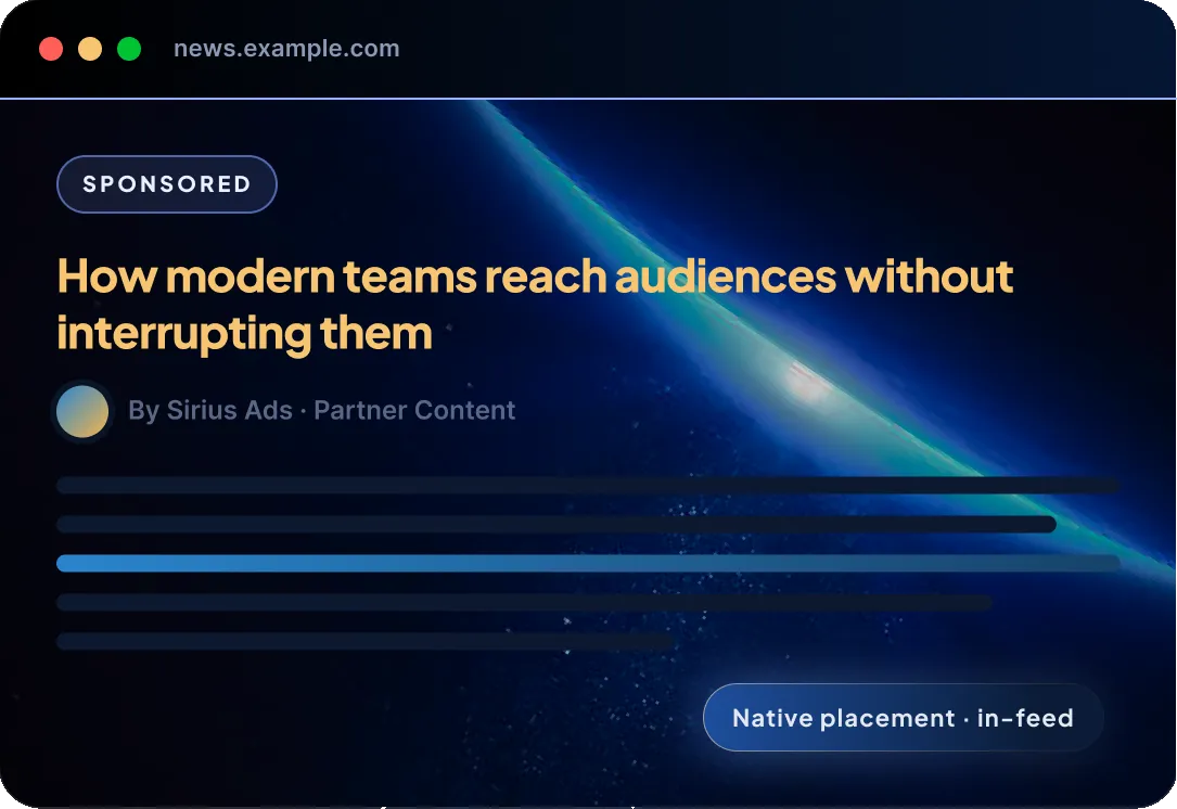 Conceptual visualization of native advertising placements within digital content